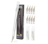 EHDIS Scalpel de Découpe avec 20pcs Lames de Rechange Premium Titan, Cutter de Précision avec Embout Magnétique, pour l'artisanat Découpe de Travail d'art Bricolage Sculpture, Argent