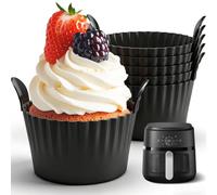 EHIOG 6 Pièces Moule œuf Air Fryer, 9x5 cm Ramequin Silicone Airfryer, Flexible et Réutilisable | Idéal pour Puddings, Cupcakes et Mini Quiches
