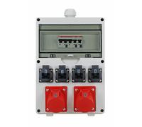 EHMANN PROFI Répartiteur mural, entrée M32, pour câble, avec interrupteur de protection, fabriqué en Allemagne, 6 sorties (2 x CEE 16A / 4 x 230 V~), K2, BGI-GUV-I608