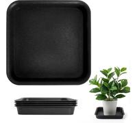 EHOENTROPY Lot de 4 Dessous de Verre carrés 29 x 29 cm, Dessous de Verre carrés pour Pots de Fleurs Noirs Plats en Plastique pour Pots de Fleurs d'intérieur et d'Ext