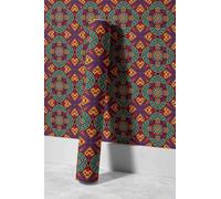 EHOMERY Colle Papier Peint Intissé Autocollant Mural Panoramique Rétro Ethnique Motif Mandala 3D Frise Murale Grande Largeur Grand Revêtement À Décoller 45x500cm