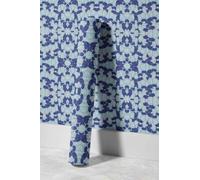 EHOMERY Colle Papier Peint Vinyle Revêtement Mural Pvc Salle de Bain Rouleau Rétro Et Élégant Motif Iris Bleu Marine Fleur Papier Résistant À L'Huile La Chaleur 45x500cm