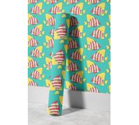 EHOMERY Kit Pour Papier Peint Cuisine Lavable Mural Dessin Animé Mignon Poisson Outil Adhesif Pvc Papier Adhésif Imperméable Et Résistant À L'Huile 45x500cm