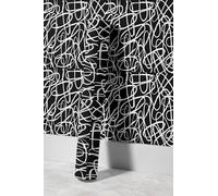 EHOMERY Papier Peint Adhesif Meuble Autocollant Vichy L'Individualité Moderne Art Géométrique Noir Et Blanc Décoratif En Pvc Ou Vinyle Enduit 45x300cm