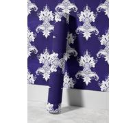 EHOMERY Papier Peint Chambre Revêtement Pvc Mural Pour Rétro Européen Mandala Bleu Foncé Vinyle As Creation Intissé Décoration Murale Autocollante À Poser Soi-Même 45x200cm