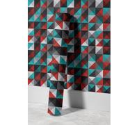 EHOMERY Papier Peint Intissé Sans Raccord Floral Mode Moderne Art Géométrique Vinyle En 3D Fleuri Grand Motif Papier Pour Rénovation Rapide 45x200cm