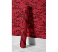 EHOMERY Papier Peint Moderne Rouleau Adhesif Mural L'Individualité Camouflage Rouge Intissé Vintage As Creation Papier Amovible Sans Résidus 45x300cm
