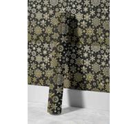 EHOMERY Papier Peint Pour Wc Rouleau de Mural Intissé Non Adhesif Noël Simple Flocon Neige Or Revêtement Pvc Cuisine Vinyle Autocollant Resistant À Chaleur Grande Largeur Film 45x300cm