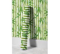 EHOMERY Papier Peint Pvc Mural Autocollant Élégance Naturelle Bambou Vert Porte Rouleau Papier Polyvalent À Décoller Et 45x300cm