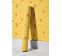 EHOMERY Papier Peint Toilette Wc Autocollant Pour Dessin Animé Mignon Fromage Jaune Intissé 3D Adhesif Repositionnable Mural Papier Intérieur 45x300cm