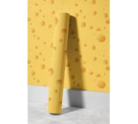 EHOMERY Papier Peint Uni Pas Cher Autocollant Retro Dessin Animé Mignon Fromage Jaune Panoramique 3D Vinyle Épais Pour Salle Bain Film Décoration D'Intérieur 45x300cm