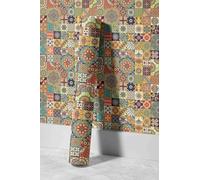 EHOMERY Papier Peint Vinyle Floral Autocollant Japonais Rétro Ethnique Motif Mandala Pas Cher Isolant Papier Imperméable Facile À Nettoyer 45x500cm