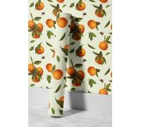 EHOMERY Papier Peint Vinyle Toilette As Creation Intissé Rétro Naturel Tangerine Porte Cuisine Revêtement Mural Autocollant 45x500cm