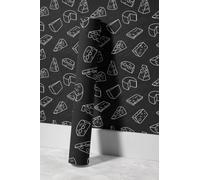 EHOMERY Papier Peint xxl Gamer Vinyle Lessivable Cuisine Dessin Animé Mignon Fromage Noir Et Blanc Toilette Wc Pvc Adhésif Rouleau Epais Film Autocollant Pour Meubles 45x500cm