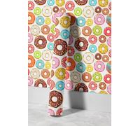 EHOMERY Papier Peint xxl Salon Vinyle Autocollant Resistant À Chaleur Grande Largeur Mignon Et Adorable Donut Gamer Retro Papier Adhésif Décoratif Pour Murs 45x500cm