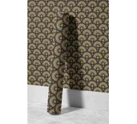 EHOMERY Papier Vinyle Adhesif Mat Peint Autocollant Mural Géométrique Rétro, Élégant Et Noble Motif Européen Or Frise Panoramique Nature Film Décoratif Pvc Pour Surfaces de Meubles 45x300cm