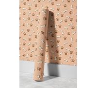 EHOMERY Rouleau Papier Peint Autocollant Chambre Dessin Animé Mignon Empreintes Pattes Chien Intissé Uni Création Papier Pour Rénovation Meubles Et D'Armoires 45x300cm