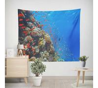 EHOMERY Tapisserie Murale Tissu Hippie Décoration Murale XXL Poster Monde sous Marin Petit Poisson Corail Tapisserie Murale Tissu Hippie Tentures Occultants 100x70cm
