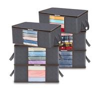 EHOTER Lot De 3 Sac De Rangement pour Vetement, Housse Rangement Couette Organisateur De Placard, Boîte De Rangement sous Lit Pliable, Caisse Rangement Pliable avec Poignée Renforcée (6pcs)