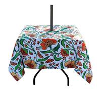 EHouseHome Nappe carrée d'extérieur et d'intérieur avec Trou de Parasol et Fermeture éclair, imperméable à Fermeture éclair, pour Table de Patio Printemps/été pour Table Circulaire d'arrière-Cour
