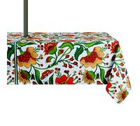 EHouseHome - Nappe rectangulaire imperméable pour intérieur/extérieur, avec trou de parasol et fermeture éclair - pour table de terrasse/jardin, barbecues/pique-niques, au printemps/été (152 x 213 cm)