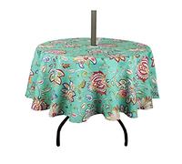 EHouseHome Nappe Ronde de 152,4 cm d'extérieur et d'intérieur avec Trou de Parasol et Fermeture éclair, Nappe imperméable à Fermeture éclair pour Table de Patio, Printemps/été, pour Table Circulaire