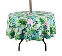 EHouseHome Nappe Ronde de 152,4 cm d'extérieur et d'intérieur avec Trou de Parasol et Fermeture éclair, Nappe imperméable à Fermeture éclair pour Table de Patio, Printemps/été, pour Table Circulaire