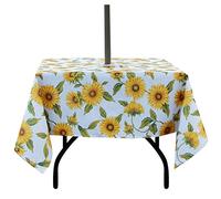 EHouseHome Nappe ronde imperméable pour intérieur/extérieur avec trou de parasol et fermeture éclair, pour table de terrasse, de jardin circulaire, barbecues/pique-niques, au printemps/été (152 cm)