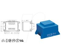 EI 66/23 209 - Transformateur pour circuits imprimés 36 VA 9 VAC (2x)