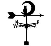 EICOFF Girouette rétro Noire en métal Durable girouette Lune et Silhouette de Chat indicateur de Direction du Vent s'applique à la décoration Jardin terrasse Grange Ferme Garage
