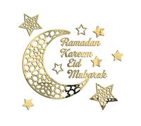 Eid Mubarak Sticker Mural, Stickers Muraux d'Art Musulman Amovibles, Acrylique Eid Mubarak Ramadan Stickers Muraux Chic Miroir Lune Étoile Autocollants Décoratifs pour la Maison Ramadan Kareem Décor