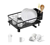 Eidoct Égouttoir à vaisselle pour évier de cuisine, anti-rouille, égouttoir à vaisselle pour comptoir de cuisine, égouttoir à vaisselle peu encombrant, avec égouttoir à ustensiles, 38 x 28 x 13 cm