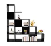 Eieblek Étagère d'escalier, bibliothèque avec 15 compartiments, étagère ouverte, étagère étagère, étagère d'angle en forme de L, étagère de séparation de pièce, étagère debout pour maison, bureau