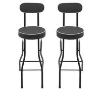Eieblek Lot de 2 tabourets de bar pliables avec dossier - Portable - Pour l'extérieur - Hauteur : 65 cm - Charge maximale : 125 kg - Pour bar, cuisine, balcon - Noir