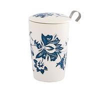 Eigenart Teaeve 80049W Luna White Gobelet à double paroi en porcelaine avec couvercle et passoire en acier inoxydable, sans BPA, 350 ml