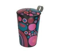 Eigenart Teaeve Cheerful 80061 Gobelet à double paroi en porcelaine avec couvercle et passoire en acier inoxydable, sans BPA, 350 ml