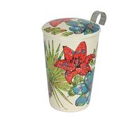 Eigenart Teaeve Tasse à thé en porcelaine avec infuseur et couvercle Motif fleur rustique dans un coffret cadeau