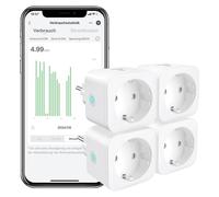 EIGHTREE ET21 Prise intelligente WLAN pack de 4, Smart Home, 16A, compatible Alexa & Google Home, mesure de la consommation électrique, programmation, accès à distance.