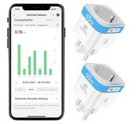 EIGHTREE ET55 Prise intelligente WLAN, pack de 2, Smart Home, 2.4GHz&5GHz, compatible Alexa/Google Home, mesure de la consommation électrique, contrôle APP, 10A.
