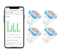 EIGHTREE Prise Connectée WiFi 2.4G/5GHz, Prise Intelligente Programmable, Compatible avec Alexa/Google Home, Suivi de Consommation, Contrôle Appli/Voix, 16A 3680W, Type F, 4PCs