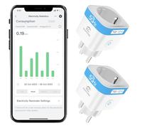 EIGHTREE ET55 Prise intelligente WLAN, pack de 2, Smart Home, 2.4GHz&5GHz, compatible Alexa/Google Home, mesure de la consommation électrique, contrôle APP, 10A.