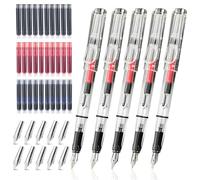 EIH1 Lot de 5 stylos de calligraphie avec différentes plumes et 10 plume de stylo-plume et 30 cartouches d'encre en 3 couleurs - Kit de calligraphie débutant pour cartes de vœux et travaux d'écriture