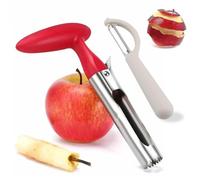 EIH1 Vide Pomme, Vide pomme trognon, Avec 1 un épluche-pomme, Vide-Pomme en Acier Inoxydable Outil avec Lame Dentelée pour la Maison et Cuisine pour Fruits et Légumes(Rouge)