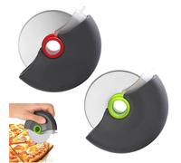 EIHI 2 Pieces Roulette à Pizza Coupe Pizza Découpe Pizza Couteau a Pizza Pizza Cutter avec Poignée en Silicone et Lames en Acier Inoxydable avec Couvercle de Protection