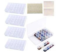 Eiito Boîtes de Rangement Pour Peinture Diamantée Paquets de 4 (28 grilles), Amovible en Plastique Transparent Organiseur, Bricolage Boîte de Broderie,Diamant Accessoires