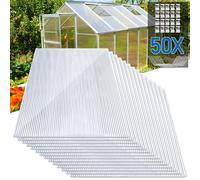 Eikuavons : 14 plaques en polycarbonate alvéolaire de 4 mm avec 100 clips en acier inoxydable pour serre, transparentes, avec profilés alvéolaires, résistantes aux UV, pour serres et abris de voiture