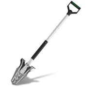 Eikuavons Bêche de drainage avec dents de scie, pelle de jardin pliable 120 | Bêche pliable avec lame inoxydable, manche en aluminium, poignée souple et poignée en D pour jardin, camping