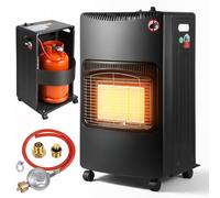 Eikuavons Chauffage à gaz intérieur - 3 niveaux - Puissance thermique : 1500-4200 W - Volume de chauffage max. : 80 mètres cubes - Bouteilles de gaz butane ou propane jusqu'à 10 kg - Adaptateur DE-UE