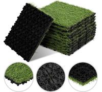 Eikuavons : Dalles de gazon synthétique clipsables, 30x30 cm, 110 pièces (10 m²) – Dalles pour terrasses et balcons avec système de drainage, aspect réaliste et montage facile, pour intérieur et extér