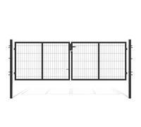 Eikuavons Double portail de jardin, 300 x 100 cm, double battant pour tringle avec poignée, serrure, 3 clés et verrouillage au sol, robuste porte de jardin, portail de cour, portail de clôture